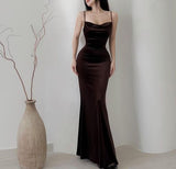 Modest Mermaid Brown Prom Dresses 22th Birthday Outfit HZ1022