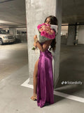 Gorgeous Pink Split Front Mermaid Prom Dress Birthday Outfits HZ1022