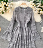 A Line Lace Long Sleeve Dress Fashion Dress HZ1022