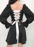 A Line Long Sleeve Little Dress Black Dress HZ1022