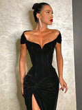 Modest Mermaid Black Prom Dresses 22th Birthday Outfit HZ1022