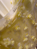 Beautiful Yellow A-line Square Neck Strapless 3D Flower Mesh Long Prom Dress HZ1022