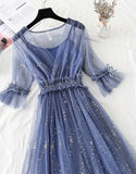A Line Two Pieces Tulle Dress With Sequins HZ1022