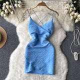 Sexy Spaghetti Straps Backless Short Women Dress HZ1022