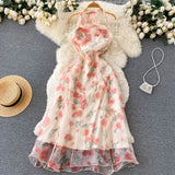 Sweet Halter Summer Floral Dress Women Holiday Dress HZ1022