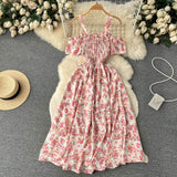 Sexy Straps Summer Dress Women Floral Holiday Dress HZ1022