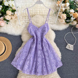 Sexy Spaghetti Straps Lace Short Dress Women Holiday Dress HZ1022