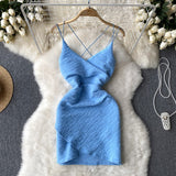 Sexy Spaghetti Straps Backless Short Women Dress HZ1022