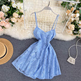 Sexy Spaghetti Straps Lace Short Dress Women Holiday Dress HZ1022