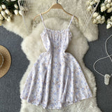 Cute Straps Mint Green Short Floral Dress Women Holiday Dress HZ1022