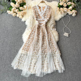 Cute embroidery floral dress women's dress HZ1022