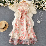 Sweet Halter Summer Floral Dress Women Holiday Dress HZ1022