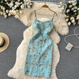 Sexy Spaghetti Straps Summer Floral Dress Women Holiday Dress HZ1022