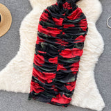 Sexy Spaghetti Straps Long Floral Red Dress Women Holiday Dress HZ1022