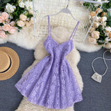 Sexy Spaghetti Straps Lace Short Dress Women Holiday Dress HZ1022