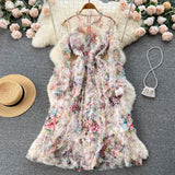 Cute long sleeves floral dress women's dress HZ1022