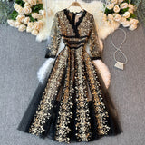 Cute embroidery floral dress women's dress HZ1022