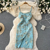 Sexy Spaghetti Straps Summer Floral Dress Women Holiday Dress HZ1022