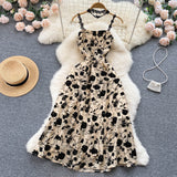 Vintage Black Floral Dress Summer Women Holiday Dress HZ1022