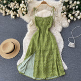 Cute Spaghetti Straps Short Floral Dress Women Dress HZ1022