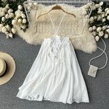 Cute Spaghetti Straps Backless Short Dress Women Holiday Dress HZ1022