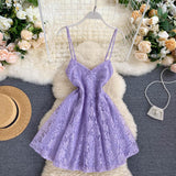Sexy Spaghetti Straps Lace Short Dress Women Holiday Dress HZ1022