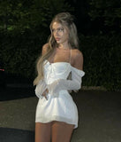 Simple Sheath White Chiffon 18th Birthday Dresses Short Birthday Outfits HZ1022