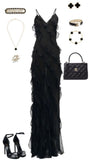 SHeath Straps Black Split Prom Dress Women Sexy Party Dresses HZ1022
