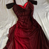 Beautiful A line Straps Ombre Red Long Chiffon Prom Dress HZ1022