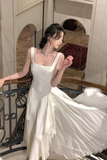 A Line Square Neck Prom Dress Elegant Evening Gown HZ1022