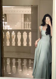 A Line Square Neck Prom Dress Elegant Evening Gown HZ1022