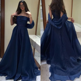 A line Strapless Royal Blue Long Prom Dress With Straps HZ1022
