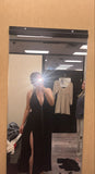 Simple A line Straps Black Long Prom Dress HZ1022