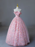Ball Gown Sweet 16 Dress Strapless Pink Sweet 16 Dresses HZ1022