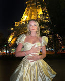 Sexy A line 18th Gold Lace Birthday Dresses Short Birthday Outfits HZ1022