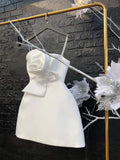 Simple A line Straps White Homecoming Dresses 16th Birthday Outfits HZ1022
