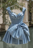 Simple A Line Straps Blue Homecoming Dress 16th Birthday Outfits HZ1022