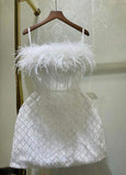 Sexy Sheath Straps White Homecoming Dress 16th Birthday Outfits HZ1022