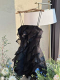Sexy A line Straps Black Homecoming Dress 16th Birthday Outfits HZ1022