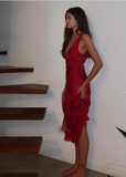 Beautiful Mermaid Prom Gown Red Floral Prom Dresses HZ1022