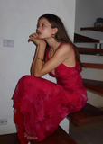 Beautiful Mermaid Prom Gown Red Floral Prom Dresses HZ1022