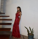 Beautiful Mermaid Prom Gown Red Floral Prom Dresses HZ1022
