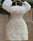 chic a-line organza white homecoming dress 18th birthday outfits HZ1022