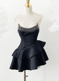 vintage a line satin homecoming dress 18th birthday outfits HZ1022