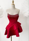 vintage a line satin homecoming dress 18th birthday outfits HZ1022