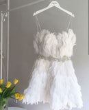 vintage a line satin white homecoming dress 18th birthday outfits HZ1022