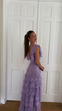 Lilac Lace Long prom Dress Party Dress 21th Birthday Outfits HZ1022