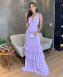 Mermaid Lilac Long prom Dress Party Dress 22th Birthday Outfits HZ1022