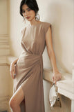 A line Long Champagne Prom Dress Party Dress 22th Birthday Outfits HZ1022
