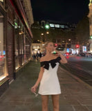 a line white satin homecoming dress 18th birthday outfits HZ1022